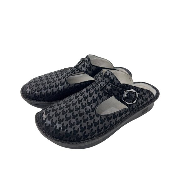Alegria ALG-772 Womens SZ 39 Leather Mary Jane Slip On Clogs Houndstooth Pattern - Picture 9 of 12